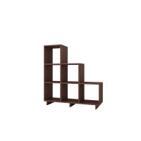 Manhattan Comfort 26AMC164 Cascavel Stair Cubbies with  6 shelves in Nut Brown